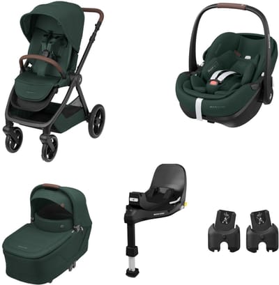 Maxi-Cosi Oxford Plus, Pebble 360 Pro2, FamilyFix 360 Pro, Adapters bundel, Twillic Green