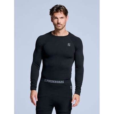 Poederbaas Thermoshirt Heren Zwart-S