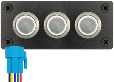 ProRide Metalen drukschakelaars in Drievoudig inbouwpaneel 220V ON-OFF - 19mm - IP67 - LED indicatie Wit