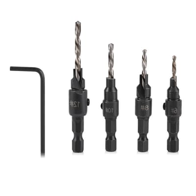 HSS Boor Set met Hex Schacht voor Houtbewerking - Countersink, Vouwboor en Kernboor met L-Sleutel voor Precisie en Efficiëntie in Houtbewerking