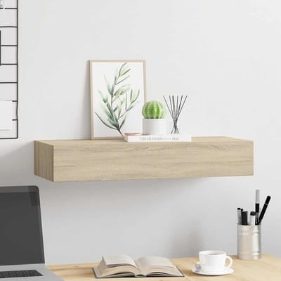 vidaXL - viaXL - Wandschap - met - lade - 60x23,5x10 - cm - MDF - eikenkleurig