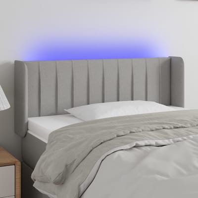 vidaXL - Hoofdbord - LED - 83x16x78/88 - cm - stof - lichtgrijs