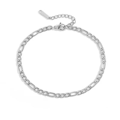 Stainless Steel Figaro Armband – Stainless Steel Zilver kleurig - Waterproof - Kleurvast - Dames Schakelarmband - 5mm - The Jewellery Salon