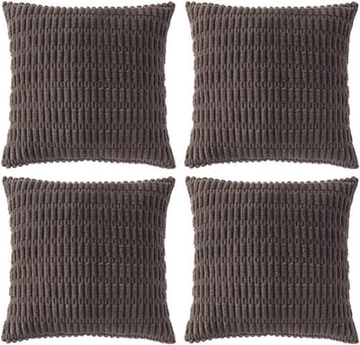 Decoratieve Kussenhoezen - Kussenslopen Vierkant - Woonkamer Decoratie - Zachte Corduroy Stof - 50 x 50 cm - Donkerbruin