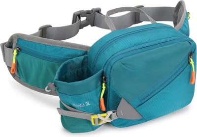 Buiktas met flessenhouder, heuptas, sport voor outdoor, hondentraining, fietsen, wandelen, hardlopen, heuptas voor dames en heren, groot, Juwel blauw, Sport