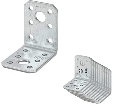 Hoekverbindingen van verzinkt staal 50 x 50 x 35 mm - Weerbestendige houten verbinder voor bouwprojecten