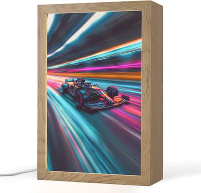 Nachtlampje 20x30 cm - Kinder lampje - Formule 1 - Auto - Race - Jongens - Kleurrijk - Tafellamp kinderkamer - Slaapkamer lamp - Bedlamp kinderen - Kinderlampje stopcontact - Wandlamp babykamer - Nachtlampjes