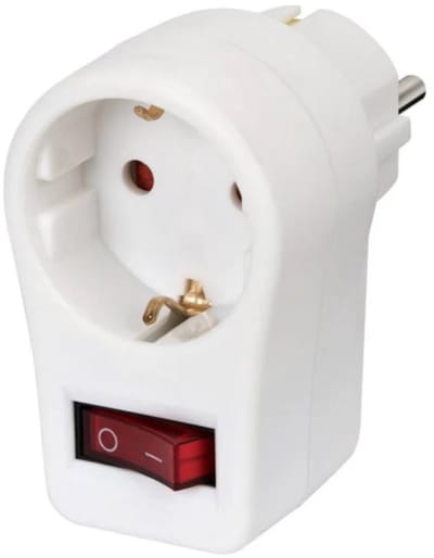 Elektrawebshop Stopcontact doorvoer met schakelaar wit met randaarde - 226641