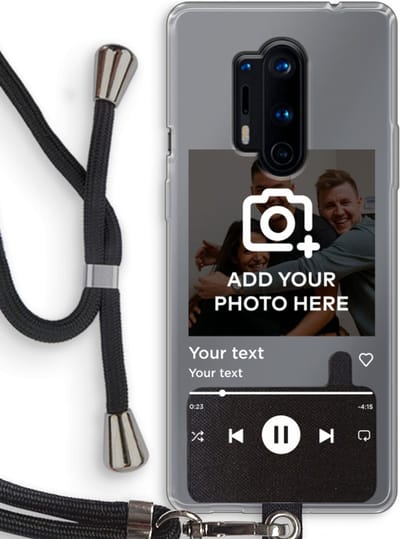 Gepersonaliseerd - Case Company® - Hoesje met koord geschikt voor OnePlus 8 Pro hoesje met Koord - Music Player - Telefoonhoesje met Zwart Koord - Bescherming aan alle Kanten en Over de Schermrand