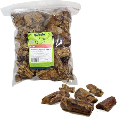 Qwisple Runderlong - Premium kwaliteit 100% Natuurlijke Hondensnacks - 1000 gr