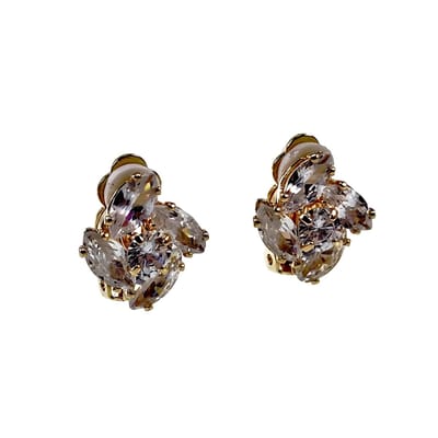 Clip-on Oorbellen Dames - Bloem Design - Gold Plating - Oorclips met - Zirkonia's - Geen Gaatjes
