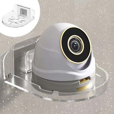 Muurbeugels voor beveiligingscamera's zonder boren | Eenvoudig te installeren zelfklevende beugels, geschikt voor monitoren, camera's en mini-luidsprekers | Transparante behuizing