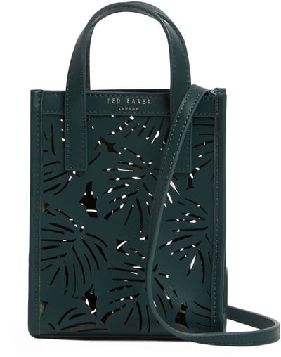 Ted Baker Leren handtas schoudertas Leeora Laser Cut Leaf Detail Nano Bag Green donkergroen
