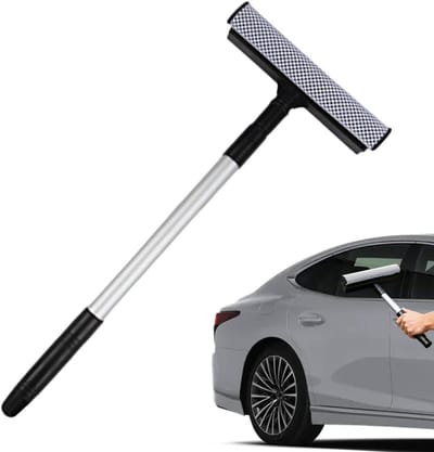 Voorruit Reinigingshulpmiddel - Spons Schrobber - Auto Ramen Wassen - Uitschuifbaar Handvat - 77 cm - Zwart