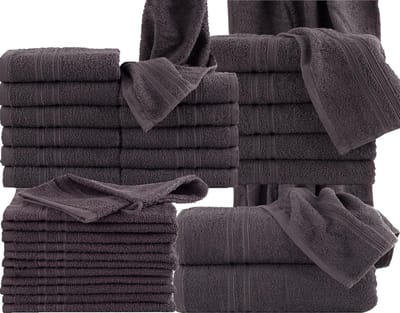 Homéé® Voordeelpak 33 delige handdoeken set 3 badlakens, 6 handdoeken, 12 gastendoekjes en 12 washandjes antraciet 100% katoen 400g. m²