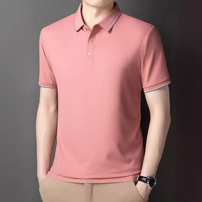 Naadloos T-shirt met korte mouwen Heren Poloshirt Revers Zomer Nieuw Heren Zakelijk Koel gevoel Middelbare leeftijd 4XL gray