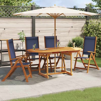 vidaXL - Klapstoelen - 4 - stuks - van - massief - acaciahout - en - textilene