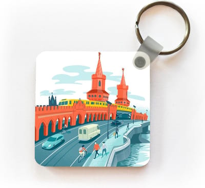 Sleutelhanger - Uitdeelcadeautjes - Illustratie van een tram in Berlijn - Plastic