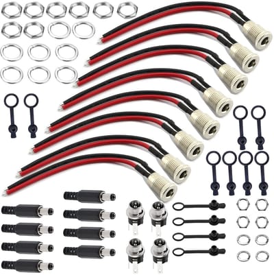 Dailygoody - DC Power Jack aansluiting - 5,5 x 2,1 mm - Duurzaam en betrouwbaar - Zilver - Adapter voor paneelmontage - 16 stuks - Geschikt voor diver...