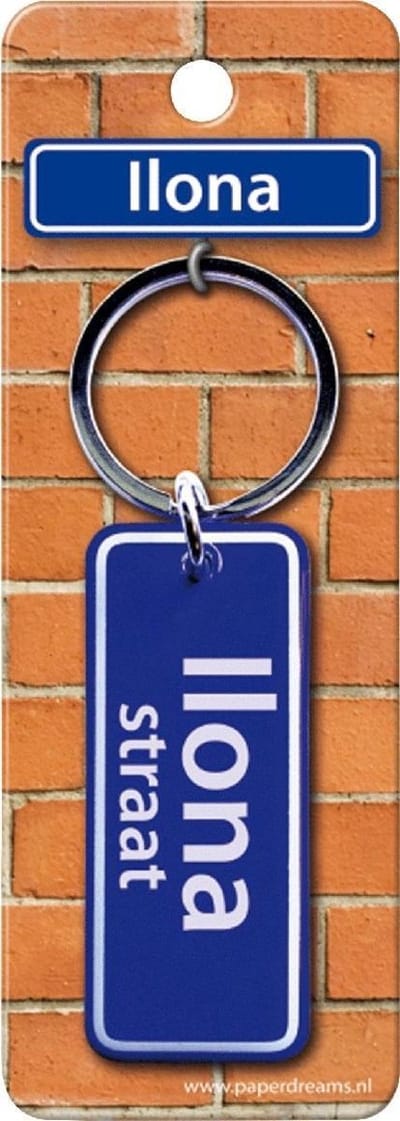 Paper Dreams Sleutelhanger Straatnaam Ilona 9 Cm Staal Blauw