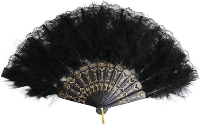 etui, waaierveren, zwart, waaierveren, bruiloft, éventail danse plumes, zwart, voor themafeesten, wooncultuur, wanddecoratie, feestdagen, eindejaarsbal