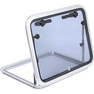 Hublot de Bateau 21x 25in Alliage d'Aluminium Type Poussant Verre Trempé Gris Fumé Hublot Fenêtre Lanterneau pour Yachts RV