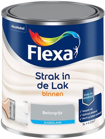 Flexa - Strak In De Lak Binnenlak Zijdeglans - Betongrijs - Mengverf - 1 L