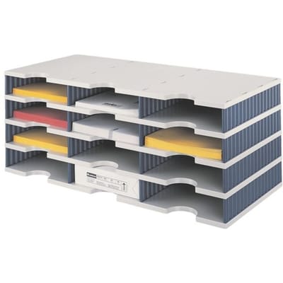 styro® sorteerstation styrodoc Standaard, C4, 4 etages/3 rijen/12 vakken, grijs/blauw