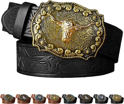 Heren Western Leren Riem met Cowboy Gesp - Perfect voor Feestjes, Carnavals en Cadeaus