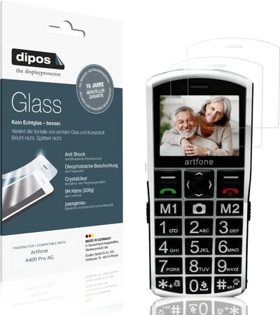 dipos – 2x Pantserfolie geschikt voor Artfone A400 Pro 4G | 9H Screenprotector