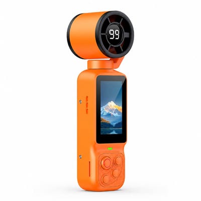 VHV - Ventilatoren - Handventilator - Action camera - Vlog camera - Videocamera - Handheld camera - Met 1.97 inch scherm - HD beeldstabilisatie - Voor fietsen, reizen en sport - Digitaal display - Oranje