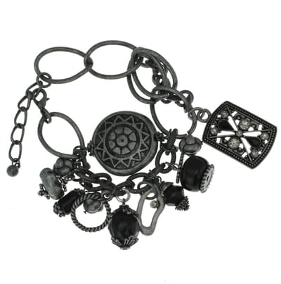 Behave - Bedelarmband - antiek zilverkleur - gothic stijl - kristal