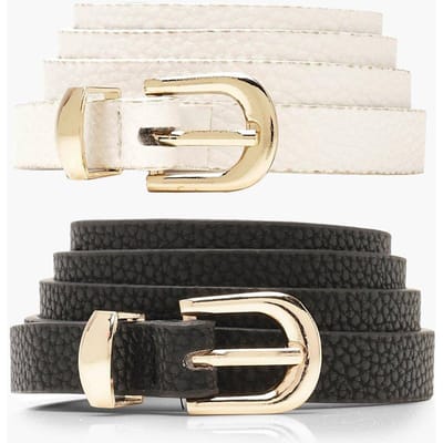 boohoo Dames 2 Pack Basic Skinny Belt