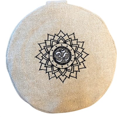 YogaStyles Meditatiekussen rond - Jute-look met Lotus