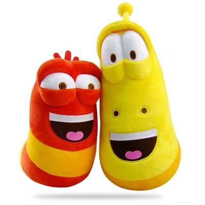 2 stuks/paar Pluche Speelgoed Geel Insect Rood Insect Cartoon Larve Speelgoed Knuffel yellow