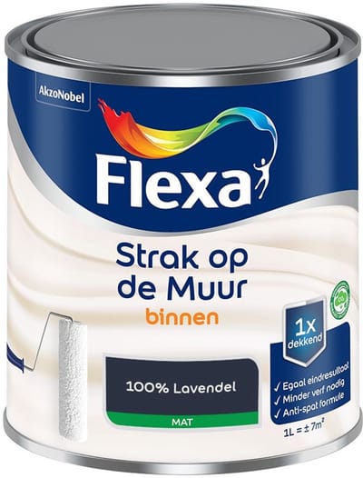 Flexa - Strak Op De Muur Binnen Mat - 100% Lavendel - Mengverf - 1 L