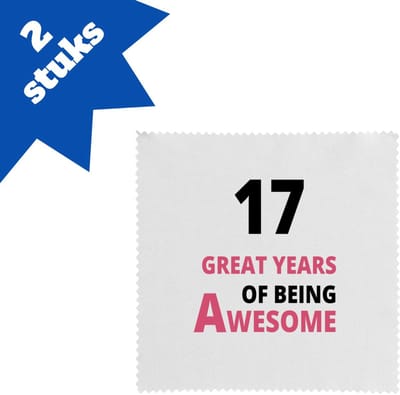Akyol - 17 great years of being awesome brillendoekjes - Hoera 17 jaar - iemand die 17 jaar is geworden - verjaardagscadeau - verjaardag - cadeau - kado - geschenk - gift - goeie jaren - 17,8 bij 17,8 cm - 2 stuks