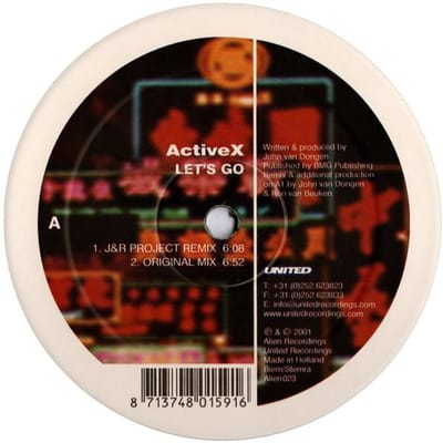 12-inch Plaat ACTIVE X - Let's Go ALIEN023 Alien Recording 2001 Nederland Dance & Electronica Gebruikt brown