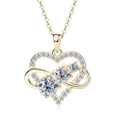 Lumici® Exclusive | Infinity Heart Moissanite Ketting - 1.60 Carat Totaal - 1.0CT Hoofdsteen - GRA Gecertificeerd - Geelgoud Verguld S925 - Luxe Liefdes Design - Voor Haar - Moederdag - Valentijnscadeau - Verrassing - Goud & Witgoud