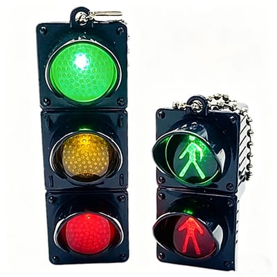 Model Creatieve Auto LED Verkeerslicht Sleutelhanger Mini Elektronisch Voetgangerssignaal Sleutelhouder Tas Hanger Nieuwigheid Accessoire Cadeau green