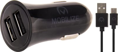 Mobilize Dual USB Autolader USB-C 1 Meter 12W 2.4A - Zwart