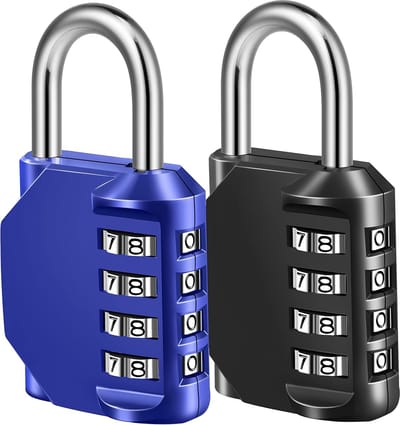 Veilig cijferslot - 4-cijferig combinatiehangslot - Gezond en milieuvriendelijk materiaal - Hangslot met cijferslot - Geschikt voor schoolgymkluisjes, gereedschapskisten, hekken, koffers, etc. - Mooi blauw + klassiek zwart (2 verpakkingen)