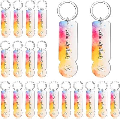20 Acryl Sleutelhangers met Afneembare Winkelwagenmuntjes voor Afstuderen en Bruiloftsgasten - Set van 20 stuks