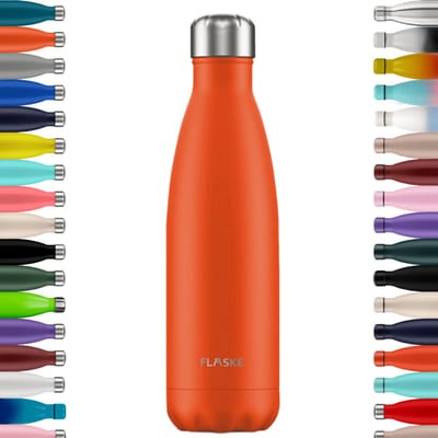 FLASKE Original Drinkfles 500 ml - Geïsoleerde RVS Waterfles - BPA-vrij - 12u Warm & 24u Koud - Geschikt als Thermosfles en Thermoskan - Water Bottle Stainless Steel - Sunrise