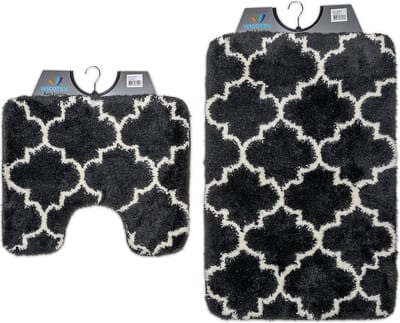 Wicotex - Badmat set met Toiletmat - WC mat met uitsparing Marseille Antraciet -Antislip onderkant