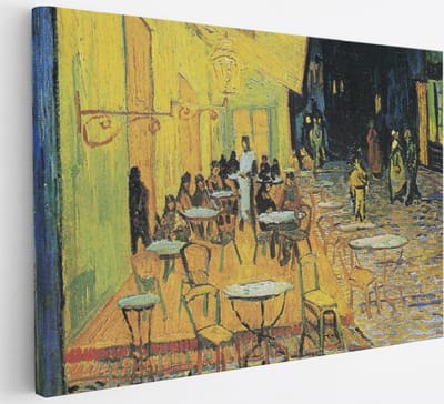 Saammp Canvas Schilderij - Caféterras bij nacht - Van Gogh - Oude Meesters - 30x20 - Foto op canvas - Wanddecoratie - muurdecoratie Woonkamer - Slaapkamer decoratie - Canvas Print