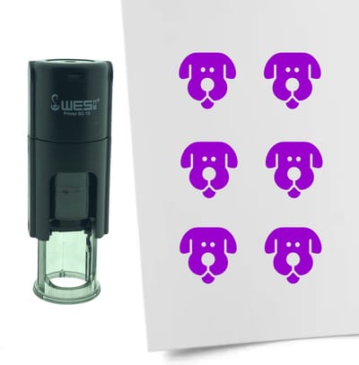 CombiCraft Stempel Hond 10mm rond - paarse inkt