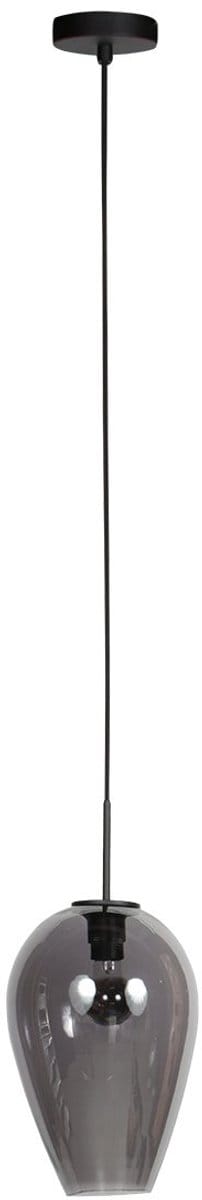 Hanglamp Drovia 4289ZW van Mexlite met smoke glas, in hoogte verstelbaar, trendy design, diameter 22,5 cm, geschikt voor LED en dimbaar