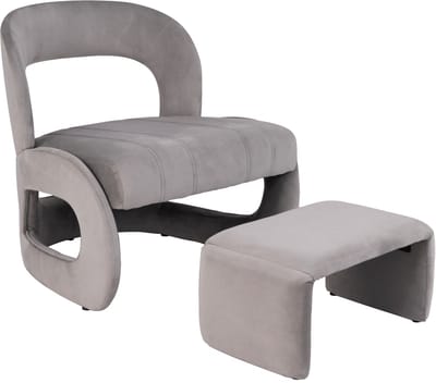COSTWAY Fauteuil met kruk, oversized relaxstoel met open rug en breed zitvlak, gevoerde leesstoel, tv-stoel XXL, ruimtebesparende oorfauteuil voor woonkamer, slaapkamer, kantoor