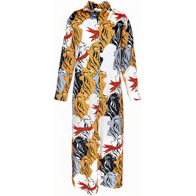 Mucho Gusto Dress Francis Bay Long Camel, Ecru Maat: S | Blousejurken Outlet | Dames | Ecru